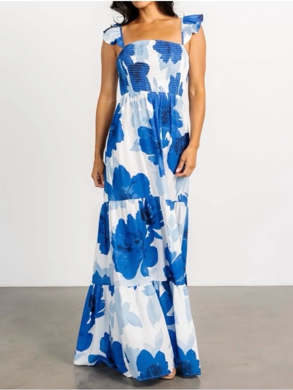Flying Tomato Blue and White Floral Maxi Dress